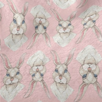 Blue-eyed Rabbit In Watercolor Minky