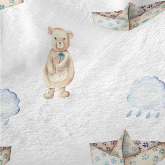 Paper Boat And Bear In The Clo Minky