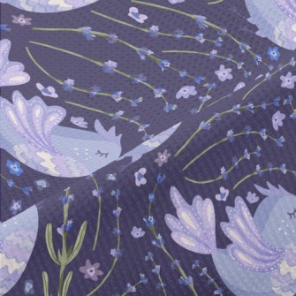 Purple Flowers Surround Purple Piqué