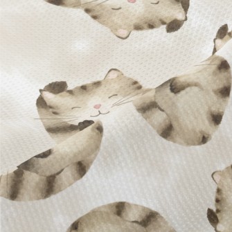 Striped Cat Curled Up Piqué