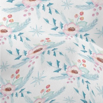 Christmas Flowers In Watercolo Lightweight Performance Linen