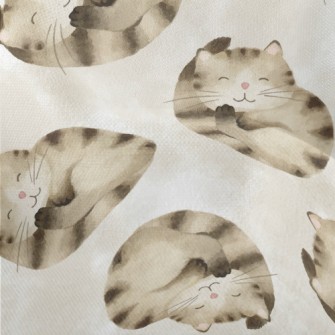 Striped Cat Curled Up Lightweight Performance Linen
