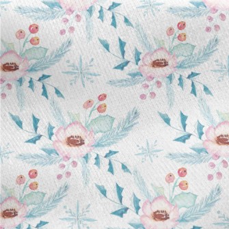 Christmas Flowers In Watercolo Jersey Backed Fleece