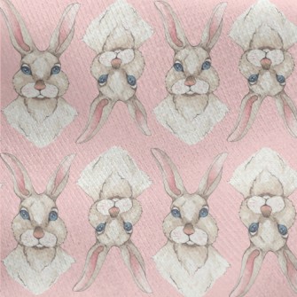 Blue-eyed Rabbit In Watercolor Jersey Backed Fleece
