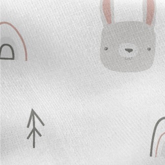 Cute Rabbit In The Woods Jersey Backed Fleece