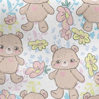Hand Drawn Style Bear And Flow Jersey Backed Fleece
