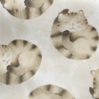 Striped Cat Curled Up Jersey Backed Fleece