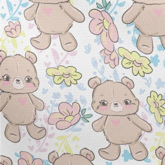 Hand Drawn Style Bear And Flow Pongee
