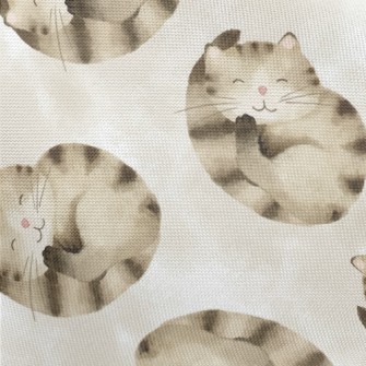 Striped Cat Curled Up Pongee