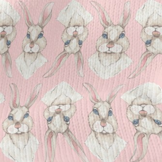 Blue-eyed Rabbit In Watercolor Stretch Jersey