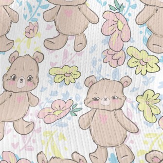 Hand Drawn Style Bear And Flow Stretch Jersey
