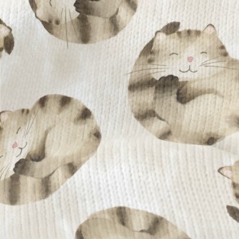 Striped Cat Curled Up Stretch Jersey