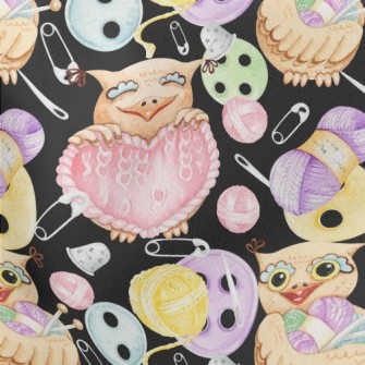 Animals Holding Sewing Supplie Lightweight Cotton Poplin
