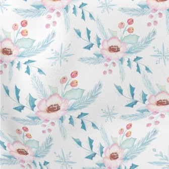 Christmas Flowers In Watercolo Lightweight Cotton Poplin