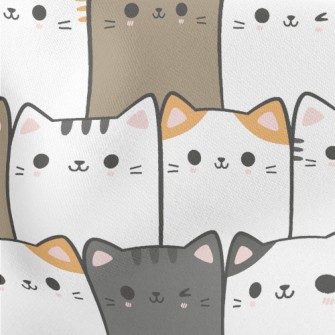 Cats Of Various Colors Standin Lightweight Cotton Poplin