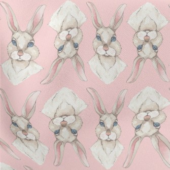 Blue-eyed Rabbit In Watercolor Lightweight Cotton Poplin
