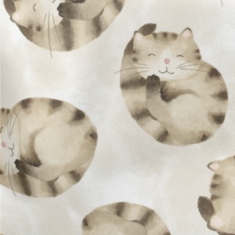 Striped Cat Curled Up Lightweight Cotton Poplin