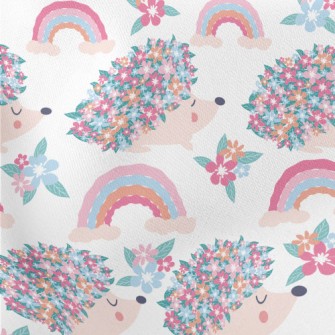 A Hedgehog With A Bunch Of Flo Lightweight Cotton Poplin