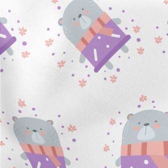 Bear Wearing A Scarf Lightweight Cotton Poplin