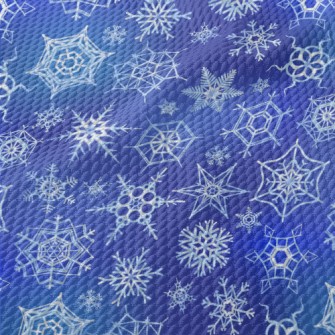 Winter Snowflakes Pattern Birdseye Piqué