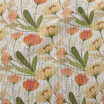 Retro Floral Pattern Birdseye Piqué