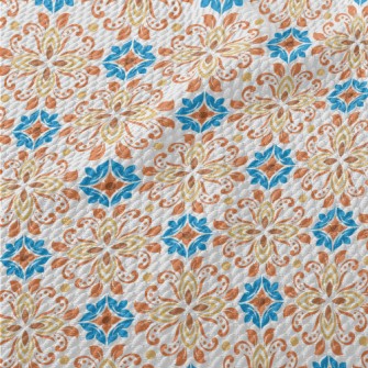 Retro Colored Flowers Birdseye Piqué