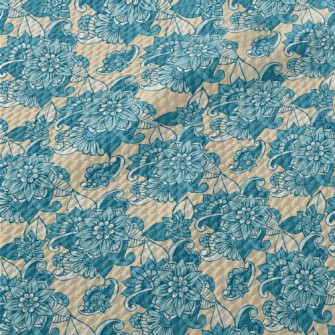 Gorgeous Blue Flowers Birdseye Piqué