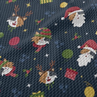 Calico Cat Celebrates Christma Birdseye Piqué