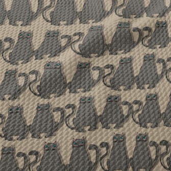 Hand Drawn Blue Eyed Cat Birdseye Piqué