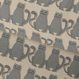 Hand Drawn Blue Eyed Cat Waterproof Oxford