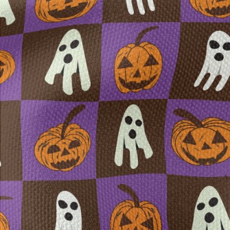 Plaid Ghost Pumpkin Waterproof Canvas