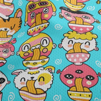 Cute Doll Eating Ramen Athletic Mesh Flat Back