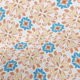 Retro Colored Flowers Performance Linen