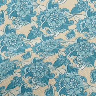 Gorgeous Blue Flowers Performance Linen