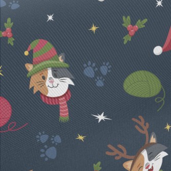 Calico Cat Celebrates Christma Twill