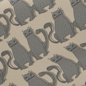 Hand Drawn Blue Eyed Cat Twill