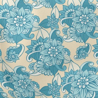 Gorgeous Blue Flowers Stretch Ponte