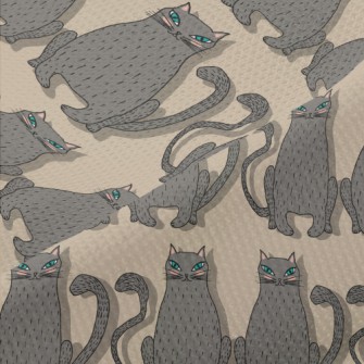 Hand Drawn Blue Eyed Cat Piqué