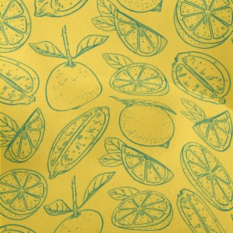 Hand Drawn Lemon Lightweight Performance Linen