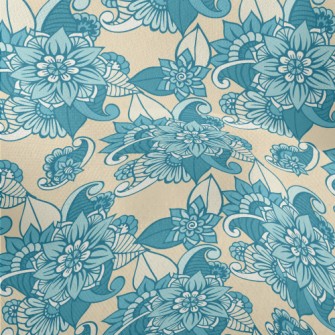 Gorgeous Blue Flowers Lightweight Performance Linen