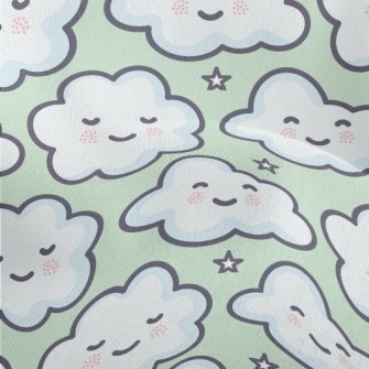 Cute Smiling Clouds Lightweight Performance Linen