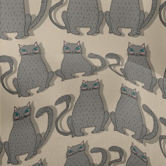 Hand Drawn Blue Eyed Cat Lightweight Performance Linen