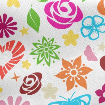 Colorful Floral Pattern Jersey Backed Fleece