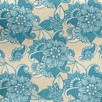 Gorgeous Blue Flowers Jersey Backed Fleece