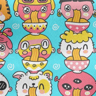 Cute Doll Eating Ramen Jersey Backed Fleece