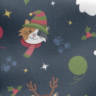 Calico Cat Celebrates Christma Jersey Backed Fleece