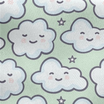 Cute Smiling Clouds Jersey Backed Fleece