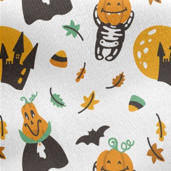 Cute Halloween Pumpkin Jersey Backed Fleece