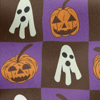 Plaid Ghost Pumpkin Jersey Backed Fleece