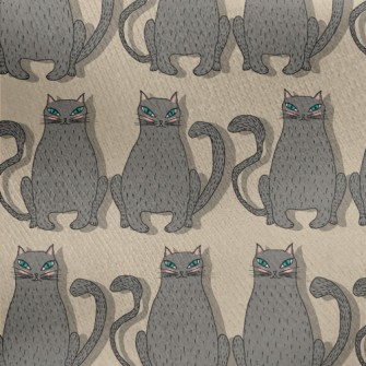 Hand Drawn Blue Eyed Cat Jersey Backed Fleece